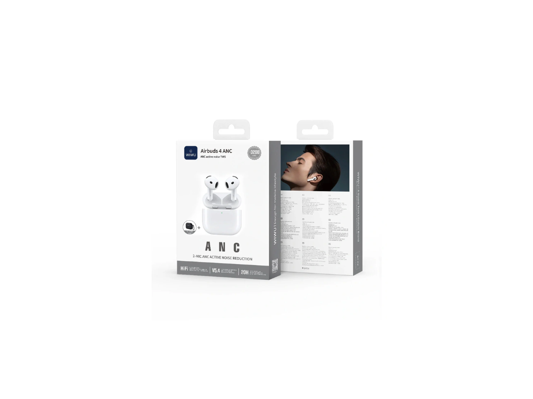 Buy WiWU Airbuds 4 ANC Bluetooth Earbuds – White | ENC | in Qatar Buy WiWU Airbuds 4 ANC Bluetooth Earbuds – White | ENC | in Qatar